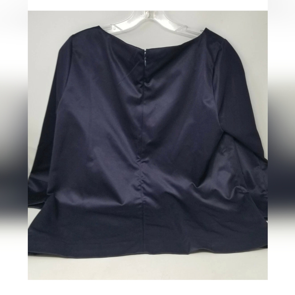 Roberta Freymann Irina Cotton Sateen Blouse - Small Navy Blue - Picture 3 of 7